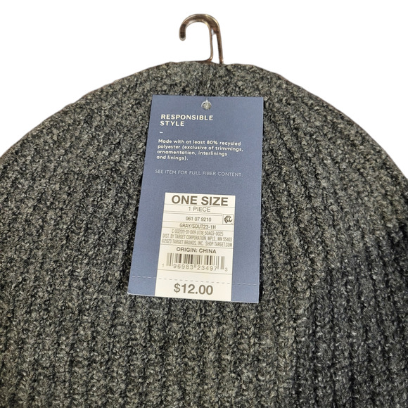 NWT Universal thread plain gray winter hat, one size - Picture 3 of 3
